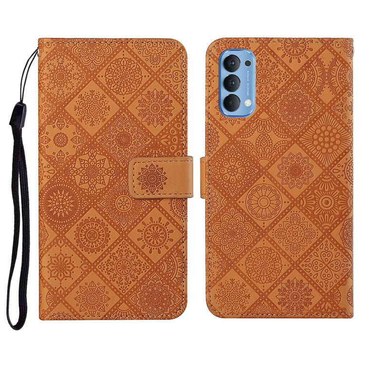 For OPPO Reno4 Ethnic Style Embossed Pattern Horizontal Flip Leather Case with Holder & Card Slots & Wallet & Lanyard