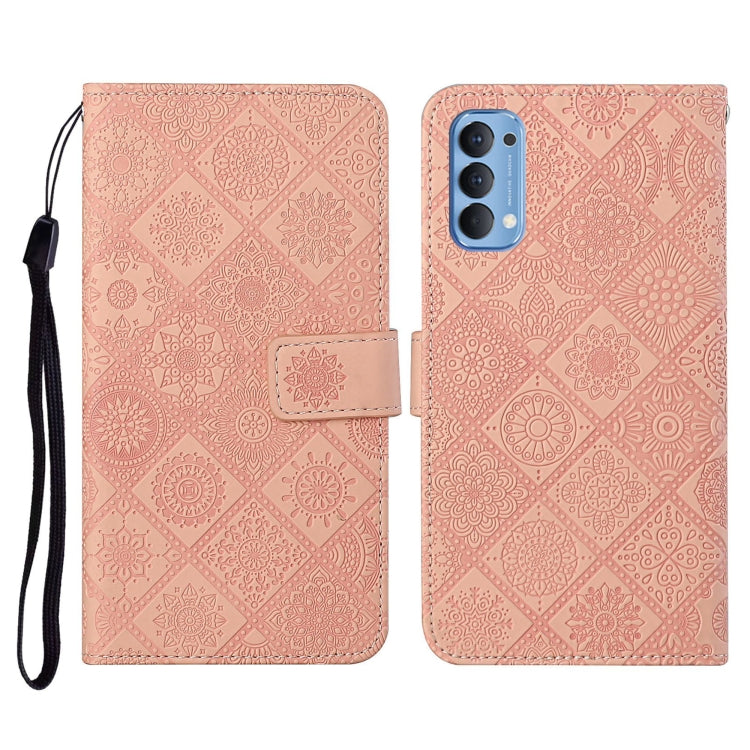 For OPPO Reno4 Ethnic Style Embossed Pattern Horizontal Flip Leather Case with Holder & Card Slots & Wallet & Lanyard