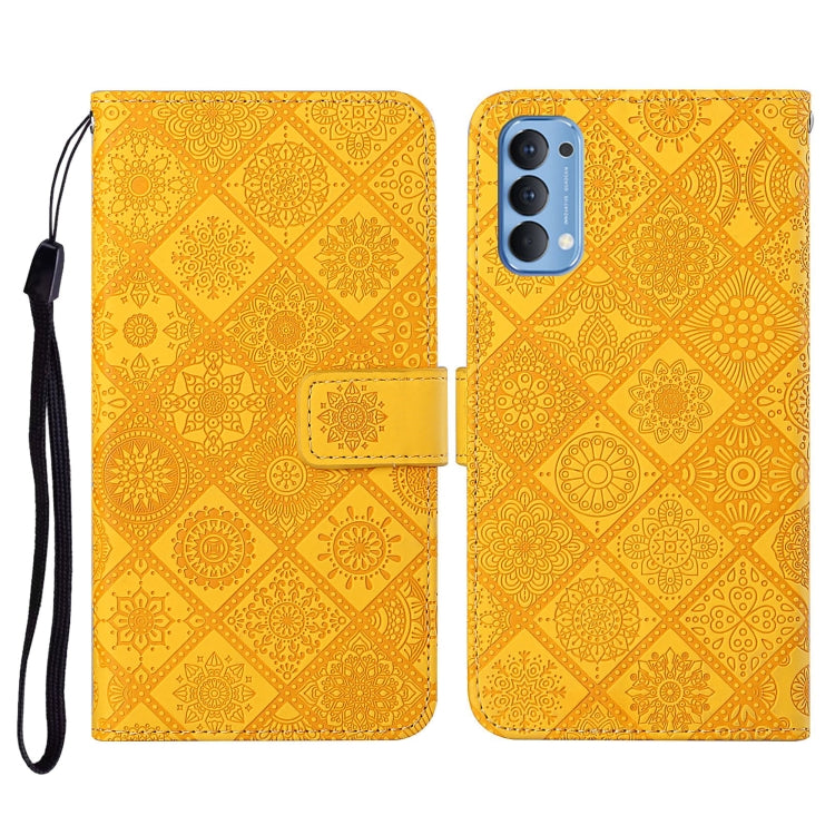 For OPPO Reno4 Ethnic Style Embossed Pattern Horizontal Flip Leather Case with Holder & Card Slots & Wallet & Lanyard