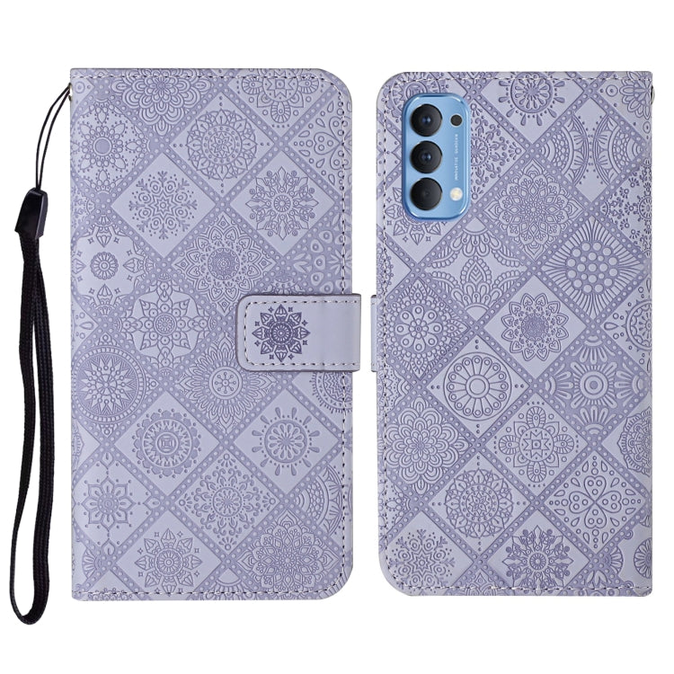 For OPPO Reno4 Ethnic Style Embossed Pattern Horizontal Flip Leather Case with Holder & Card Slots & Wallet & Lanyard