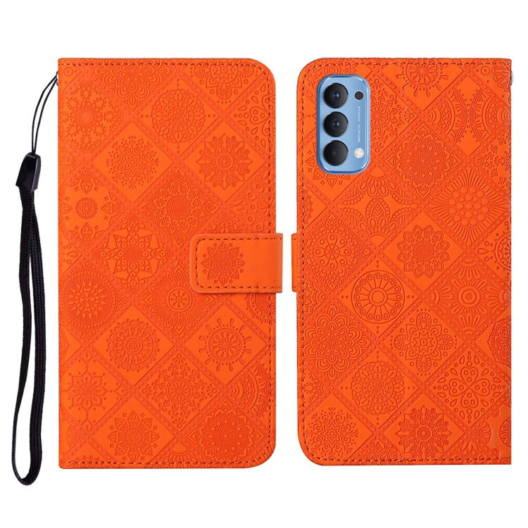 For OPPO Reno4 Ethnic Style Embossed Pattern Horizontal Flip Leather Case with Holder & Card Slots & Wallet & Lanyard