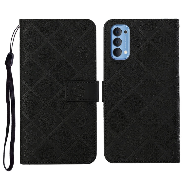 For OPPO Reno4 Ethnic Style Embossed Pattern Horizontal Flip Leather Case with Holder & Card Slots & Wallet & Lanyard