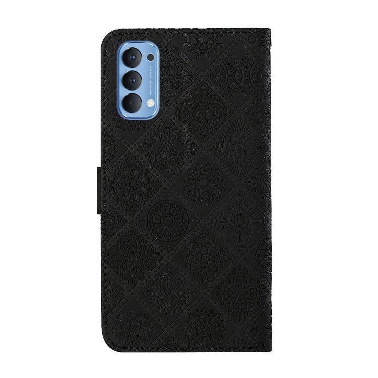 For OPPO Reno4 Ethnic Style Embossed Pattern Horizontal Flip Leather Case with Holder & Card Slots & Wallet & Lanyard