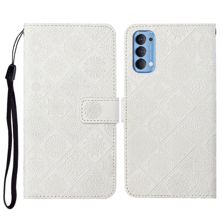 For OPPO Reno4 Ethnic Style Embossed Pattern Horizontal Flip Leather Case with Holder & Card Slots & Wallet & Lanyard