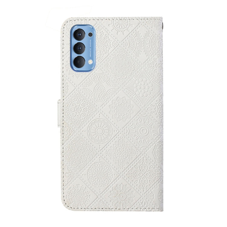 For OPPO Reno4 Ethnic Style Embossed Pattern Horizontal Flip Leather Case with Holder & Card Slots & Wallet & Lanyard