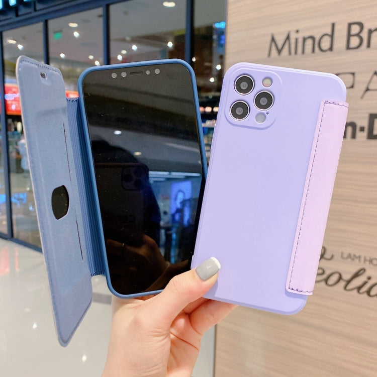For iPhone 12 Pro Max Imitate Liquid Silicone Horizontal Flip Leather Case with Card Slots