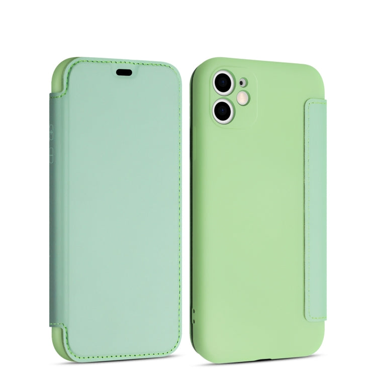 For iPhone 11 Imitate Liquid Silicone Horizontal Flip Leather Case with Card Slots