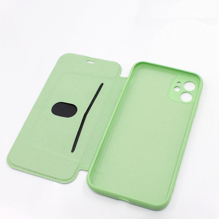 For iPhone 11 Imitate Liquid Silicone Horizontal Flip Leather Case with Card Slots