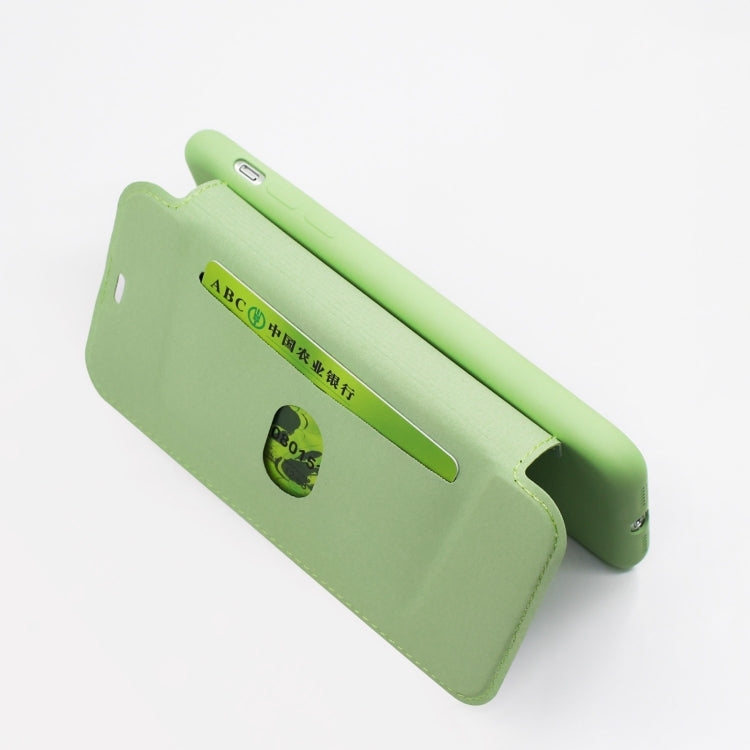 For iPhone 11 Pro Max Imitate Liquid Silicone Horizontal Flip Leather Case with Card Slots