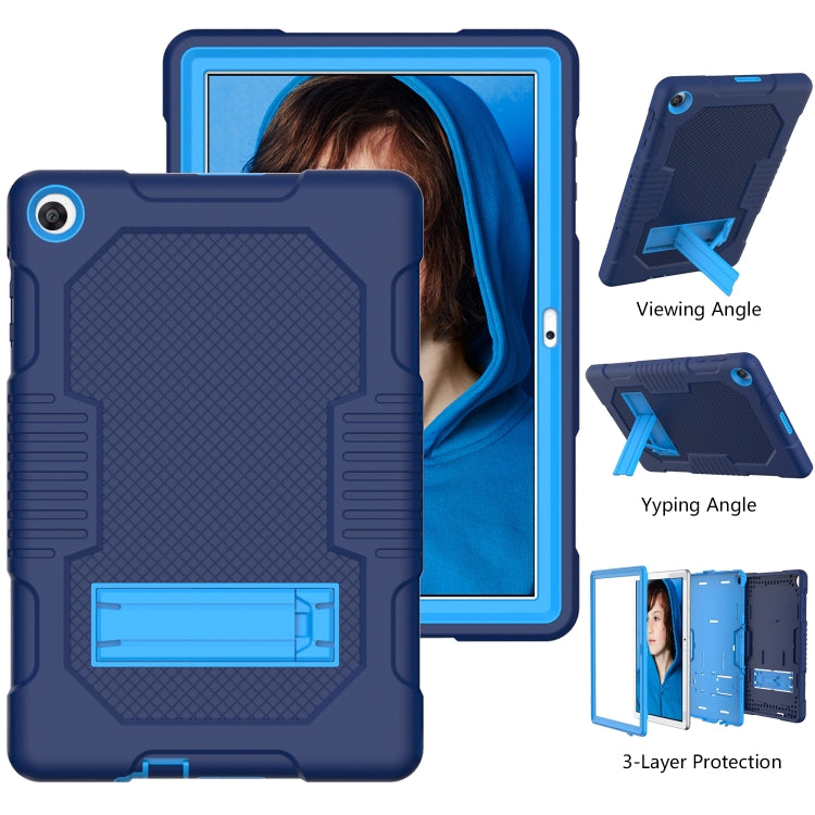 For Huawei MatePad T10 Contrast Color Robot Shockproof Silicone + PC Protective Case with Holder