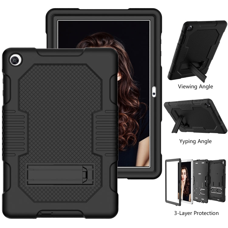 For Huawei MatePad T10 Contrast Color Robot Shockproof Silicone + PC Protective Case with Holder