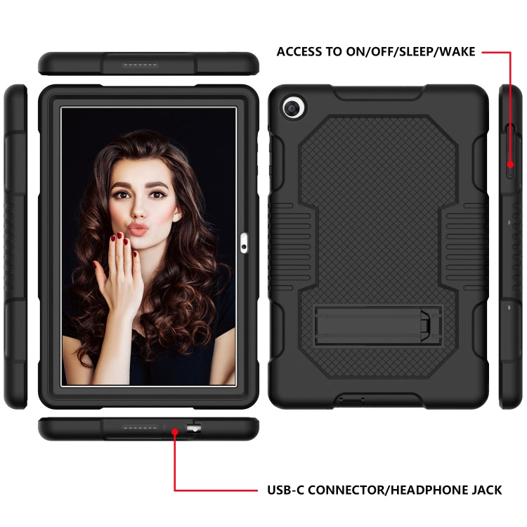 For Huawei MatePad T10 Contrast Color Robot Shockproof Silicone + PC Protective Case with Holder