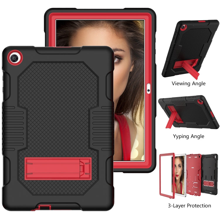 For Huawei MatePad T10 Contrast Color Robot Shockproof Silicone + PC Protective Case with Holder