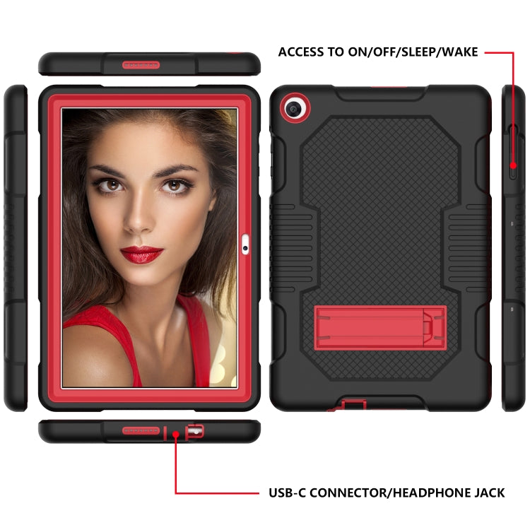 For Huawei MatePad T10 Contrast Color Robot Shockproof Silicone + PC Protective Case with Holder