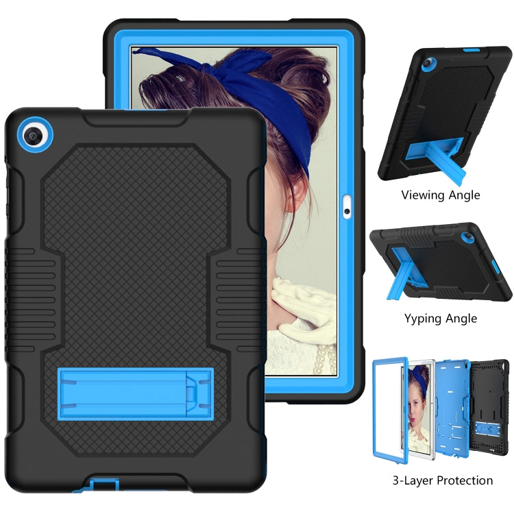 For Huawei MatePad T10 Contrast Color Robot Shockproof Silicone + PC Protective Case with Holder