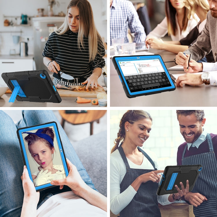 For Huawei MatePad T10 Contrast Color Robot Shockproof Silicone + PC Protective Case with Holder