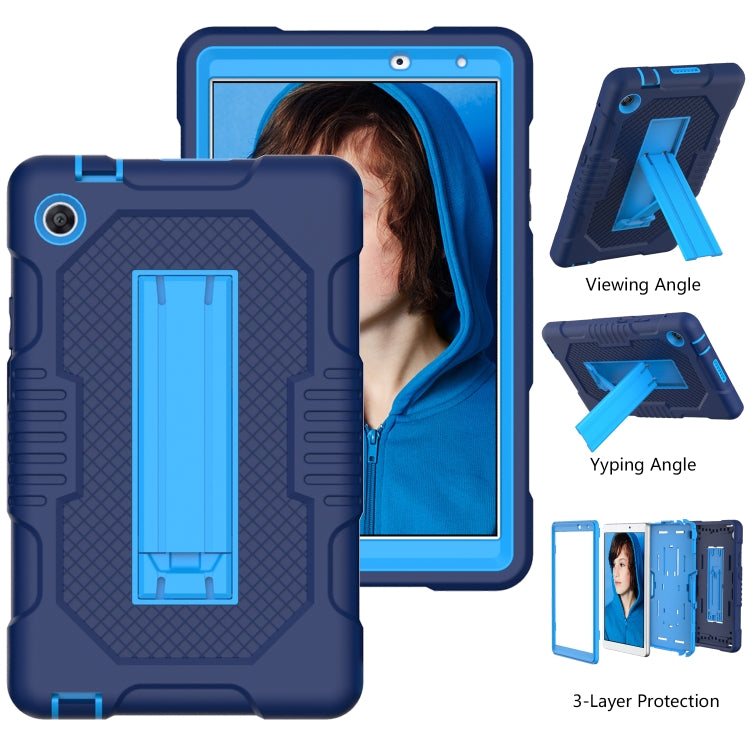 For Huawei MatePad T8 8.0(2020) Contrast Color Robot Shockproof Silicone + PC Protective Case with Holder