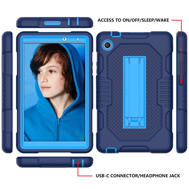 For Huawei MatePad T8 8.0(2020) Contrast Color Robot Shockproof Silicone + PC Protective Case with Holder