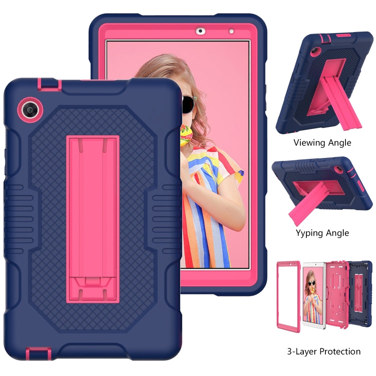 For Huawei MatePad T8 8.0(2020) Contrast Color Robot Shockproof Silicone + PC Protective Case with Holder