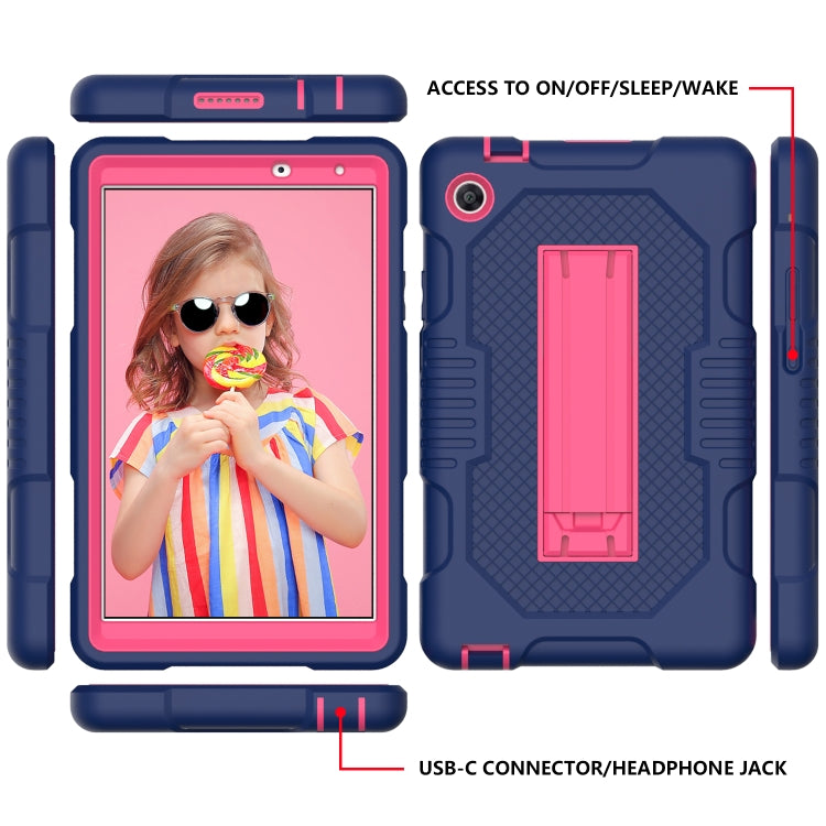 For Huawei MatePad T8 8.0(2020) Contrast Color Robot Shockproof Silicone + PC Protective Case with Holder