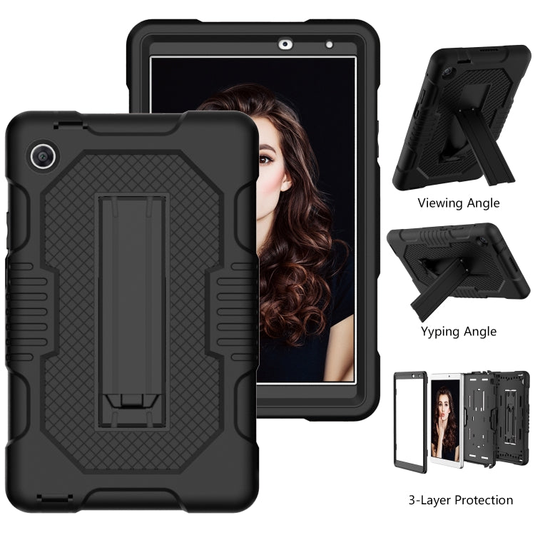 For Huawei MatePad T8 8.0(2020) Contrast Color Robot Shockproof Silicone + PC Protective Case with Holder