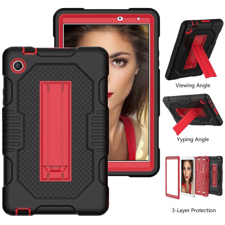 For Huawei MatePad T8 8.0(2020) Contrast Color Robot Shockproof Silicone + PC Protective Case with Holder