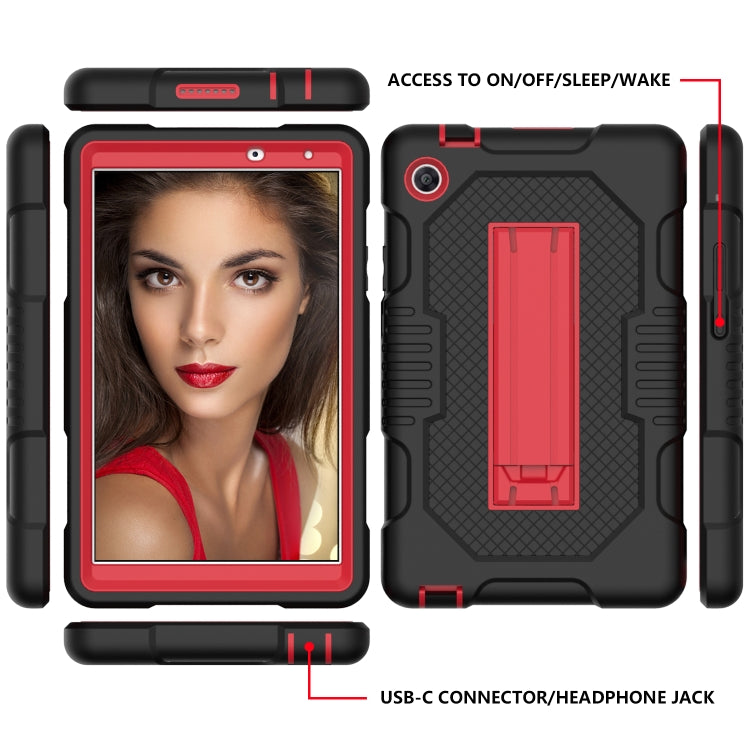 For Huawei MatePad T8 8.0(2020) Contrast Color Robot Shockproof Silicone + PC Protective Case with Holder