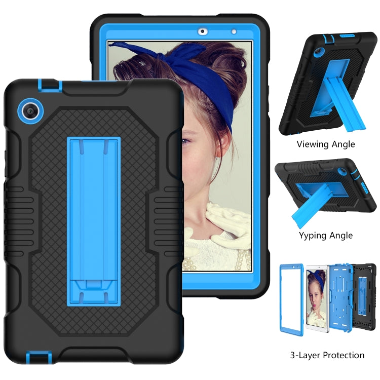 For Huawei MatePad T8 8.0(2020) Contrast Color Robot Shockproof Silicone + PC Protective Case with Holder