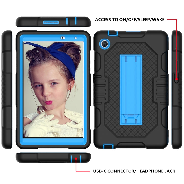 For Huawei MatePad T8 8.0(2020) Contrast Color Robot Shockproof Silicone + PC Protective Case with Holder