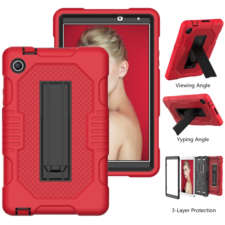 For Huawei MatePad T8 8.0(2020) Contrast Color Robot Shockproof Silicone + PC Protective Case with Holder