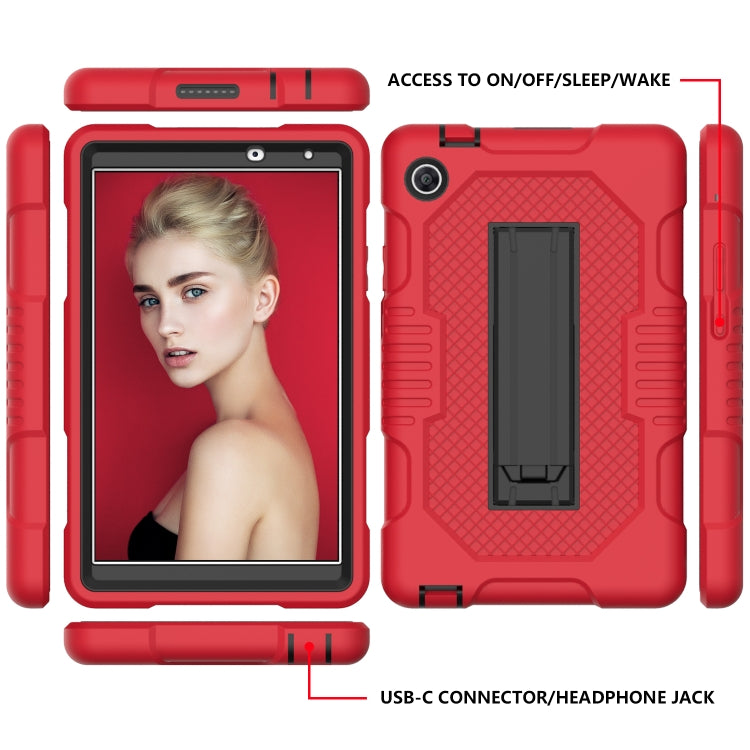 For Huawei MatePad T8 8.0(2020) Contrast Color Robot Shockproof Silicone + PC Protective Case with Holder