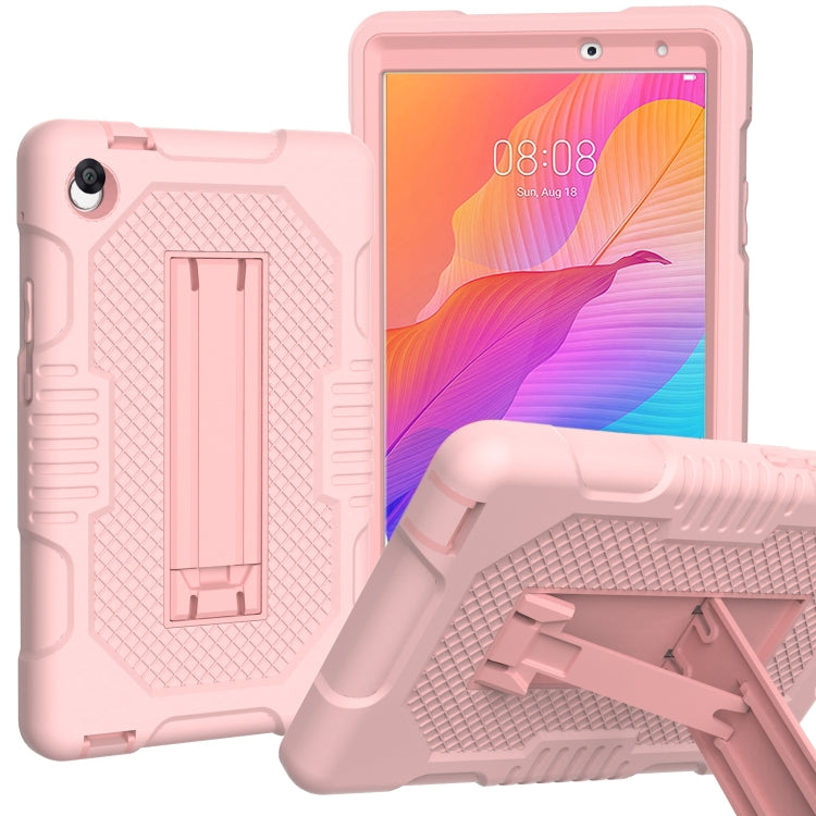 For Huawei MatePad T8 8.0(2020) Contrast Color Robot Shockproof Silicone + PC Protective Case with Holder