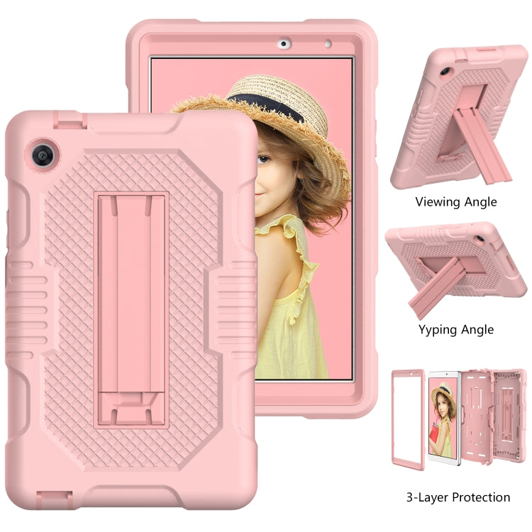 For Huawei MatePad T8 8.0(2020) Contrast Color Robot Shockproof Silicone + PC Protective Case with Holder