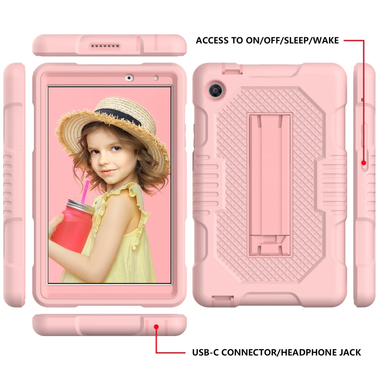 For Huawei MatePad T8 8.0(2020) Contrast Color Robot Shockproof Silicone + PC Protective Case with Holder