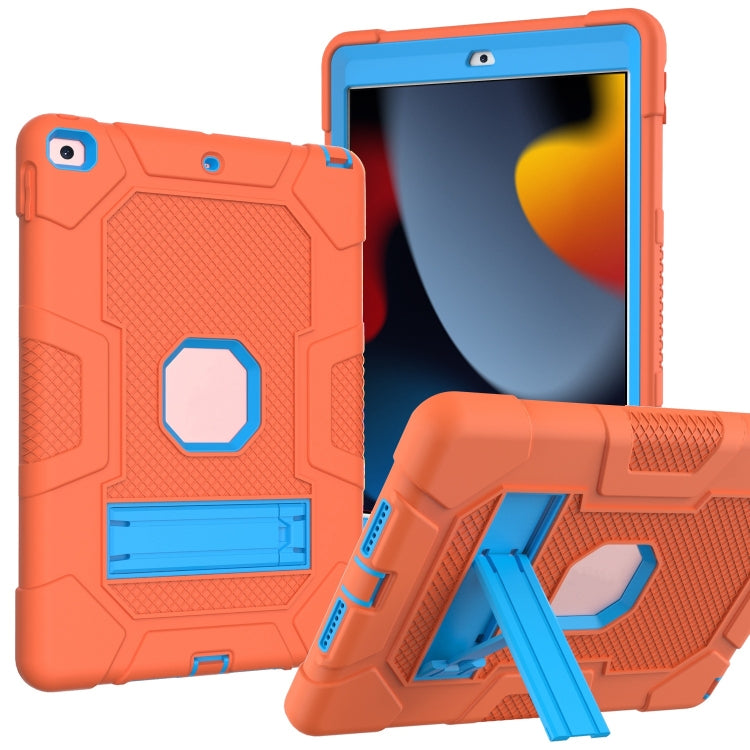 For iPad 10.2 2021 / 2020 / 2019 Contrast Color Robot Shockproof Silicone + PC Protective Case with Holder