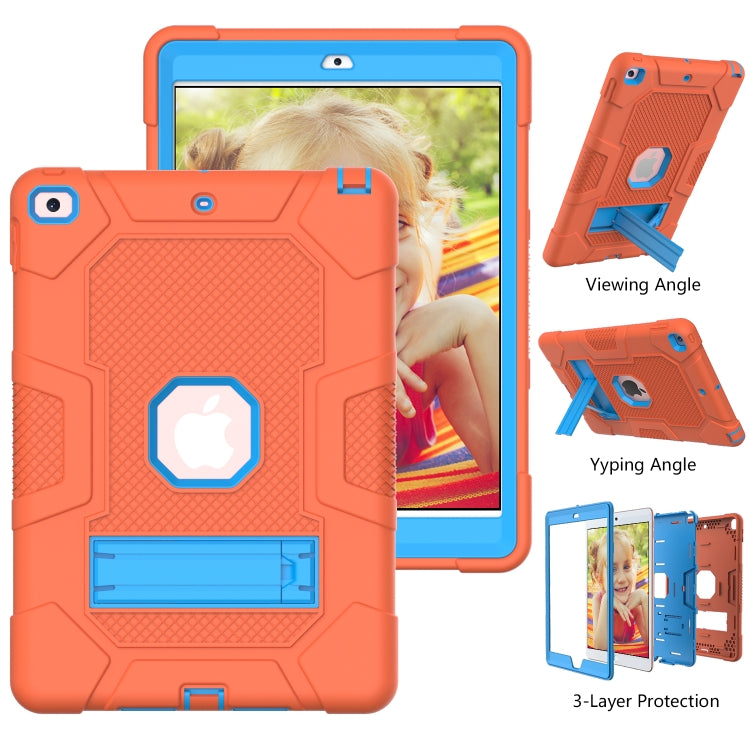 For iPad 10.2 2021 / 2020 / 2019 Contrast Color Robot Shockproof Silicone + PC Protective Case with Holder