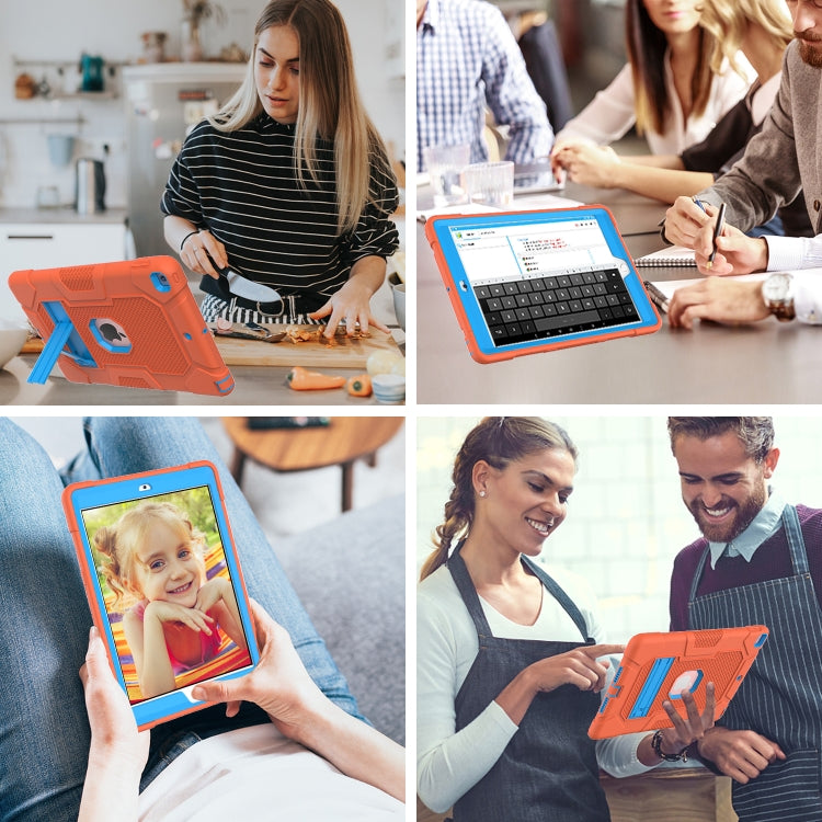 For iPad 10.2 2021 / 2020 / 2019 Contrast Color Robot Shockproof Silicone + PC Protective Case with Holder