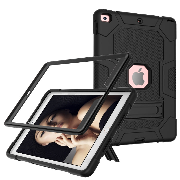 For iPad 10.2 2021 / 2020 / 2019 Contrast Color Robot Shockproof Silicone + PC Protective Case with Holder