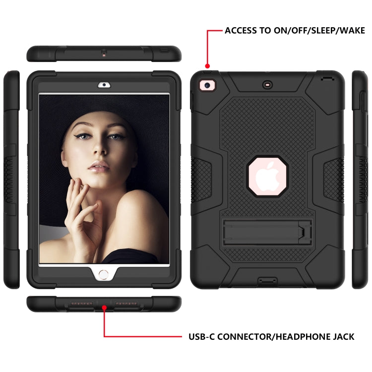 For iPad 10.2 2021 / 2020 / 2019 Contrast Color Robot Shockproof Silicone + PC Protective Case with Holder