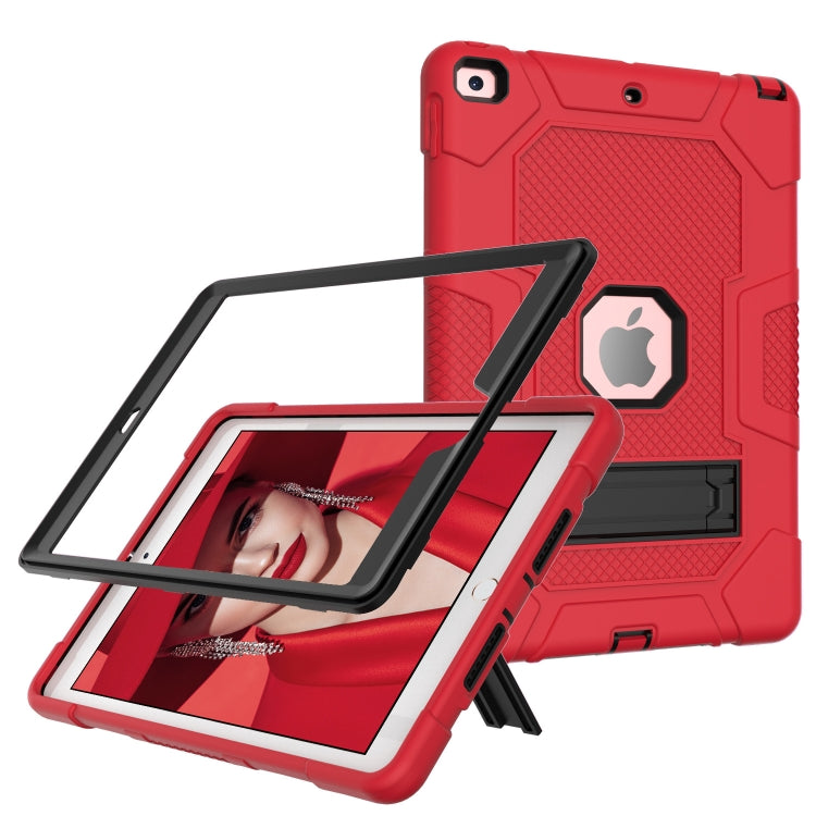 For iPad 10.2 2021 / 2020 / 2019 Contrast Color Robot Shockproof Silicone + PC Protective Case with Holder