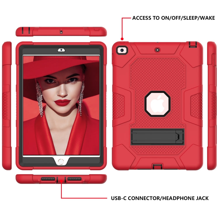 For iPad 10.2 2021 / 2020 / 2019 Contrast Color Robot Shockproof Silicone + PC Protective Case with Holder