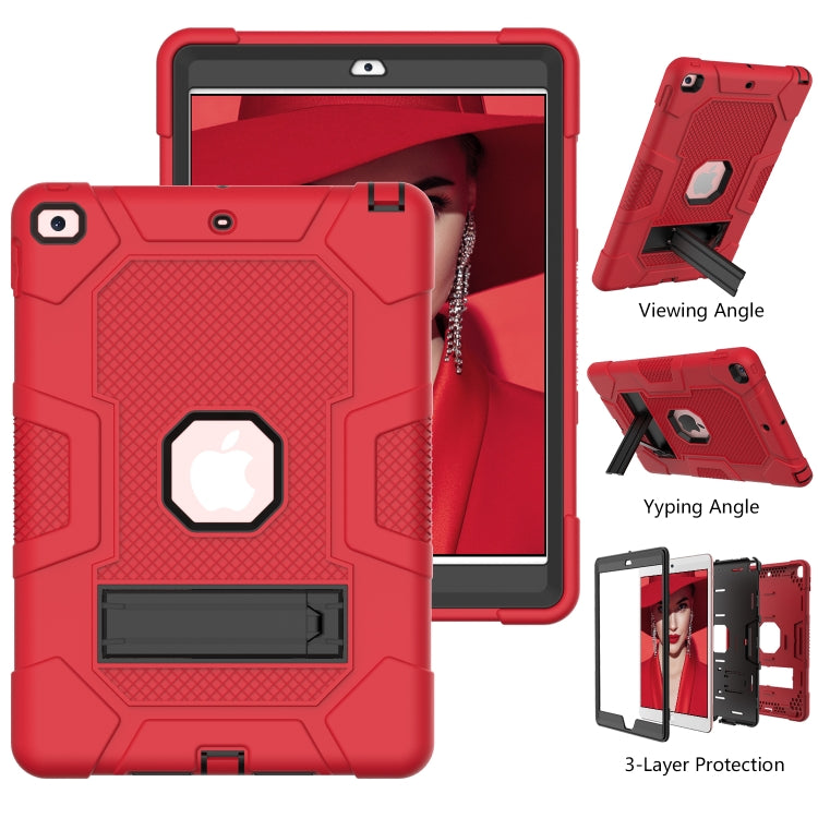 For iPad 10.2 2021 / 2020 / 2019 Contrast Color Robot Shockproof Silicone + PC Protective Case with Holder