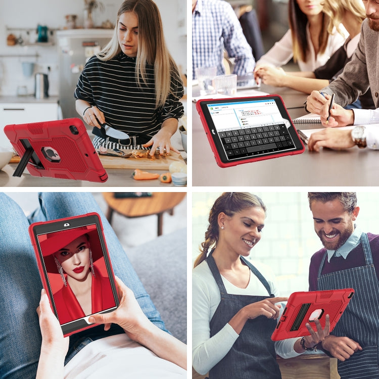 For iPad 10.2 2021 / 2020 / 2019 Contrast Color Robot Shockproof Silicone + PC Protective Case with Holder
