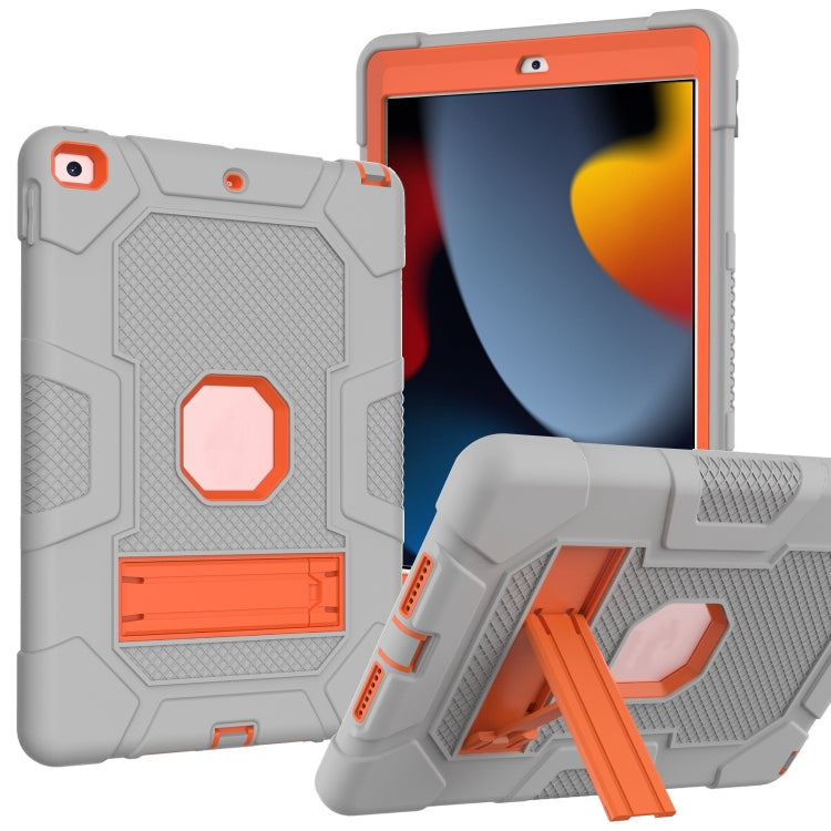 For iPad 10.2 2021 / 2020 / 2019 Contrast Color Robot Shockproof Silicone + PC Protective Case with Holder