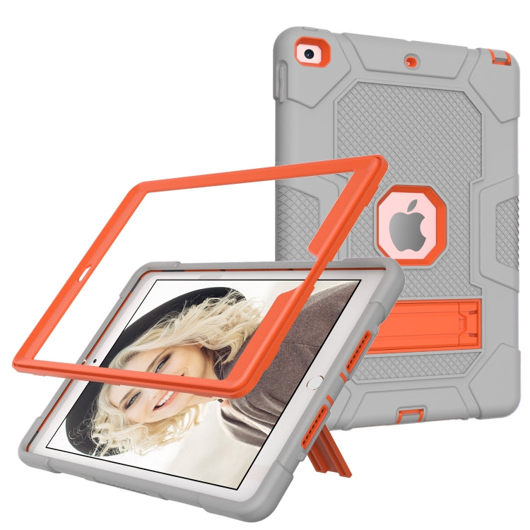 For iPad 10.2 2021 / 2020 / 2019 Contrast Color Robot Shockproof Silicone + PC Protective Case with Holder