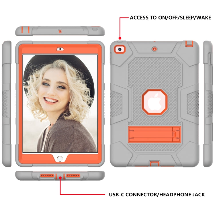 For iPad 10.2 2021 / 2020 / 2019 Contrast Color Robot Shockproof Silicone + PC Protective Case with Holder