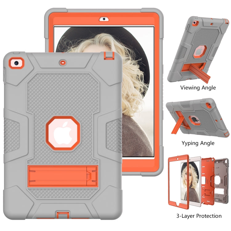 For iPad 10.2 2021 / 2020 / 2019 Contrast Color Robot Shockproof Silicone + PC Protective Case with Holder