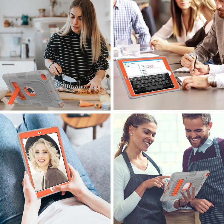 For iPad 10.2 2021 / 2020 / 2019 Contrast Color Robot Shockproof Silicone + PC Protective Case with Holder