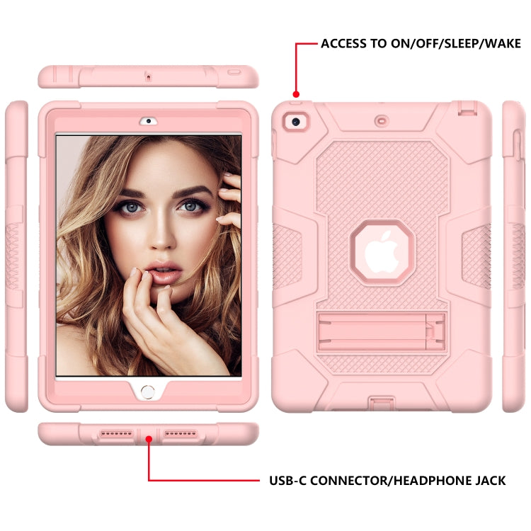 For iPad 10.2 2021 / 2020 / 2019 Contrast Color Robot Shockproof Silicone + PC Protective Case with Holder