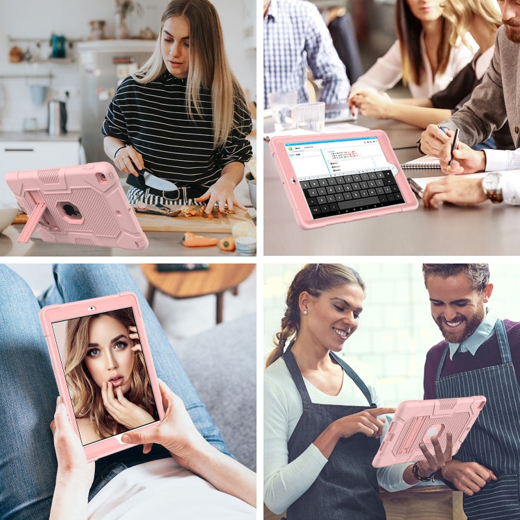 For iPad 10.2 2021 / 2020 / 2019 Contrast Color Robot Shockproof Silicone + PC Protective Case with Holder